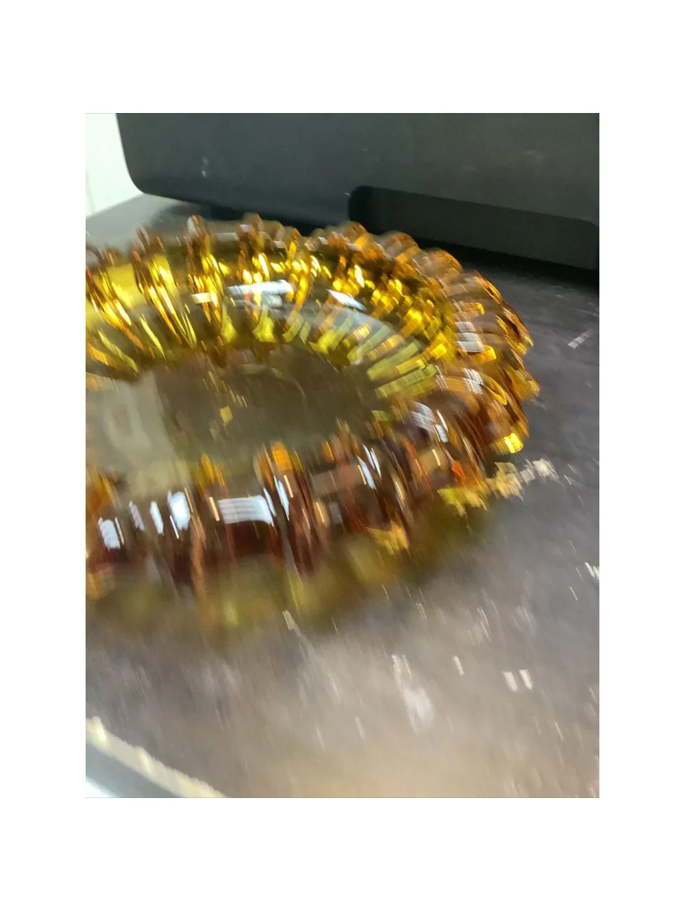 Sunburst Vintage Ashtray Large Heavy Amber Glass 7” MCM Tobacciana Cigar Pipe